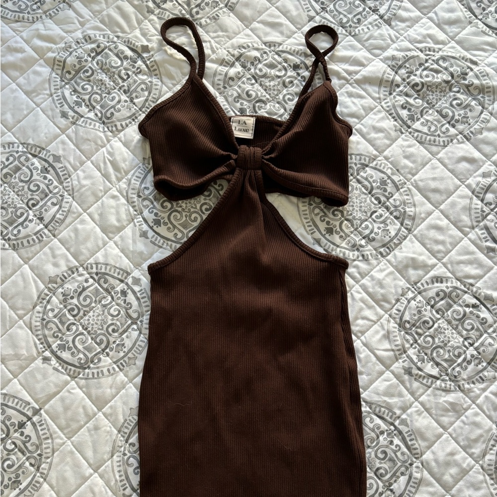 LA Luxe Brown Mini Dress